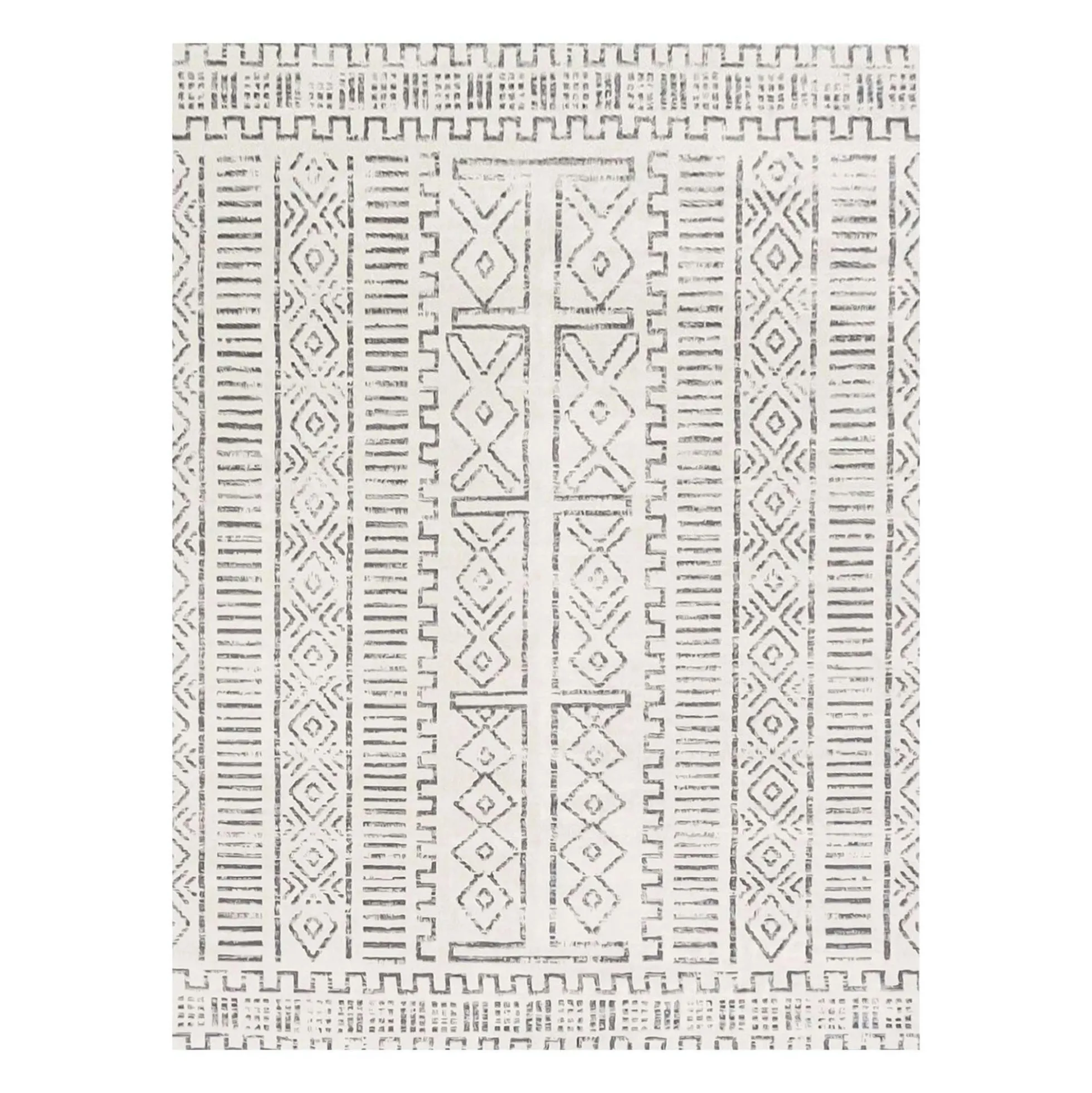 Tapis écru contrasté – motifs graphiques, 160x230 cm ISTANBUL