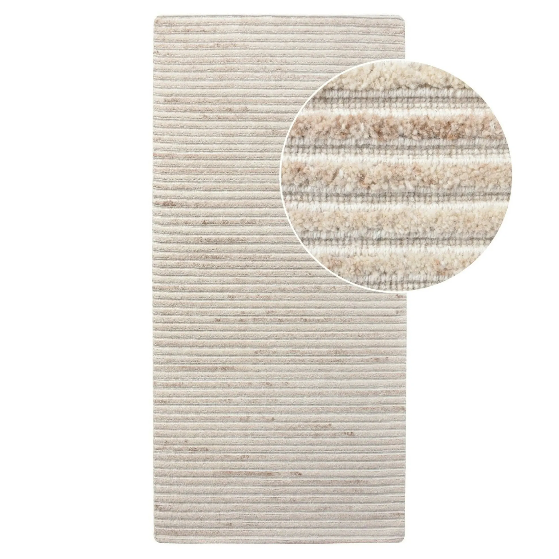 Tapis de couloir beige ivoire tufté FEZ