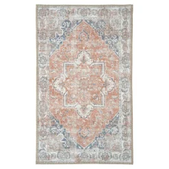 Tapis d'entrée intérieur vintage tons orange et bleu FEZ