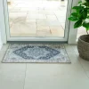 Tapis d'entrée intérieur vintage tons bleus FEZ