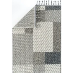 Tapis de salon gris et bleu – motifs carrés, 120x180 cm ISTANBUL