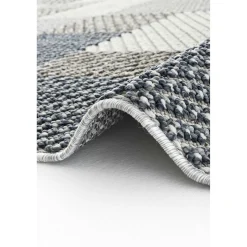 Tapis de salon gris et bleu – motifs carrés, 120x180 cm ISTANBUL
