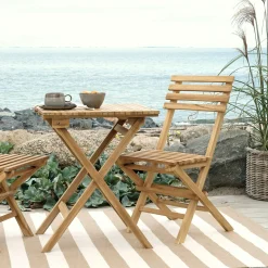Tapis d'extérieur écoresponsable - rayures beige/blanc MENDOZA