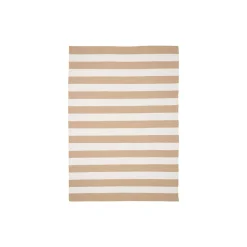 Tapis d'extérieur écoresponsable - rayures beige/blanc MENDOZA