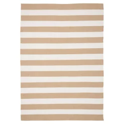 Tapis d'extérieur écoresponsable - rayures beige/blanc MENDOZA
