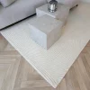 Tapis en laine blanc crème tufté main à motifs contemporains 200x300 cm FEZ