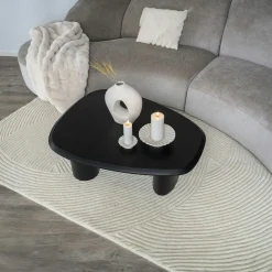 Tapis en laine blanc crème tufté main à motifs contemporains 200x300 cm FEZ