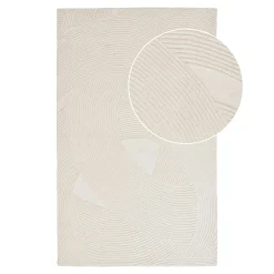 Tapis en laine blanc crème tufté main à motifs contemporains 200x300 cm FEZ