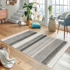 Tapis gris moderne – lignes stylisées, 160x230 cm ISTANBUL