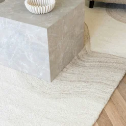 Tapis moderne blanc et brun tufté main motif vague 200x300 cm FEZ