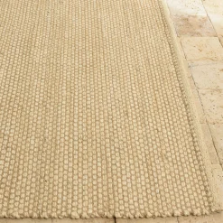 Tapis rectangulaire 160 x 230 cm jute et coton couleur sable