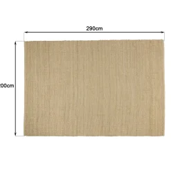 Tapis rectangulaire 200 x 290 cm jute et coton couleur sable