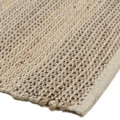 Tapis rectangulaire 160 x 230 cm jute et coton beige / noir