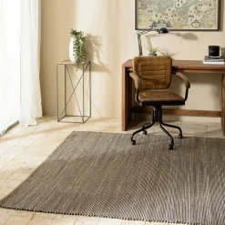 Tapis rectangulaire 200 x 290 cm jute et coton marron / noir