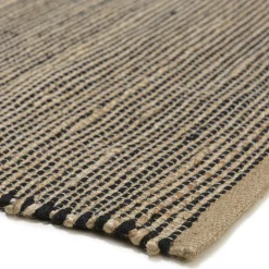 Tapis rectangulaire 200 x 290 cm jute et coton marron / noir