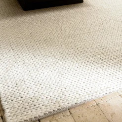 Tapis rectangulaire 200 x 290 cm laine tissée écrue