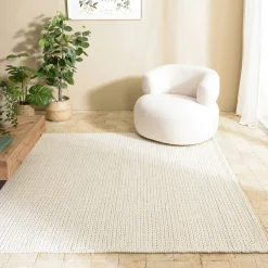 Tapis rectangulaire 200 x 290 cm laine tissée écrue