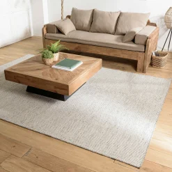 Tapis rectangulaire 200 x 290 cm laine tissée gris chiné