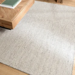 Tapis rectangulaire 160 x 230 cm laine tissée gris chiné