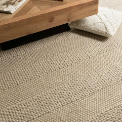Tapis rectangulaire 200 x 290 cm laine bandes tissées lin