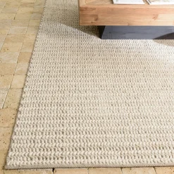 Tapis rectangulaire 160 x 230 cm laine tissée beige