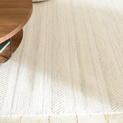 Tapis rectangulaire 200 x 290 cm laine tressage naturel