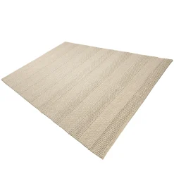 Tapis rectangulaire 160 x 230 cm laine bandes tissées lin