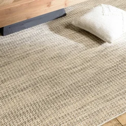 Tapis rectangulaire 200 x 290 cm laine tissée kaki chiné