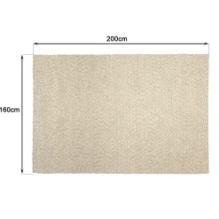 Tapis rectangulaire 160 x 230 cm laine bouclettes beige