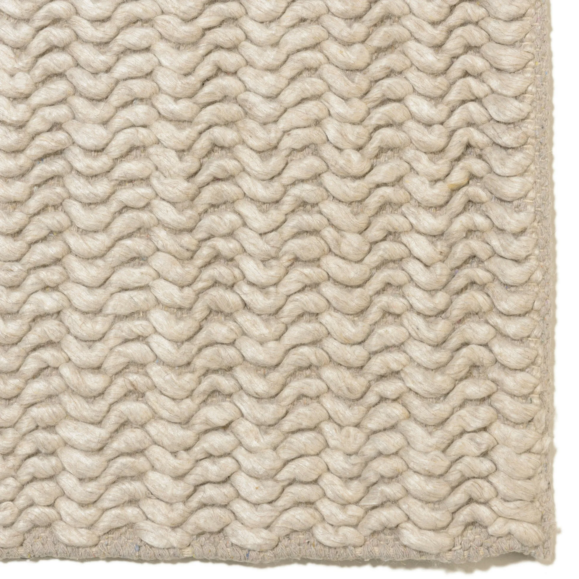 Tapis rectangulaire 200 x 290 cm laine tissée beige