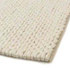 Tapis rectangulaire 160 x 230 cm laine tissée écrue