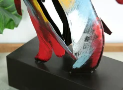 Tête de cheval en métal multicolore sur socle H75x47x21cm