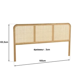 Tête de lit en bois de mindi et rotin naturel pour lits 140/160cm TIVARO