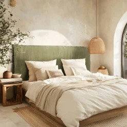 Tête de lit rembourrée pour lits 160/180cm velours côtelé vert RIVANA