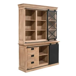 Vaisselier bois métal style atelier à portes coulissantes 160 cm CAMDEN