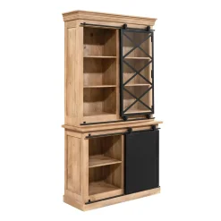 Vaisselier bois métal style atelier à portes coulissantes 120 cm CAMDEN