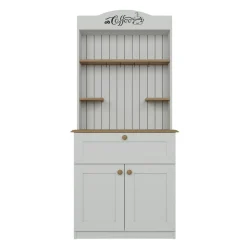 Vaisselier cuisine blanc 2 portes, niche machine à café VAREN