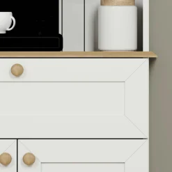 Vaisselier cuisine blanc 2 portes, niche machine à café VAREN