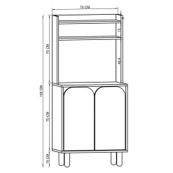 Vaisselier cuisine effet bois 3 portes anthracites VAREN