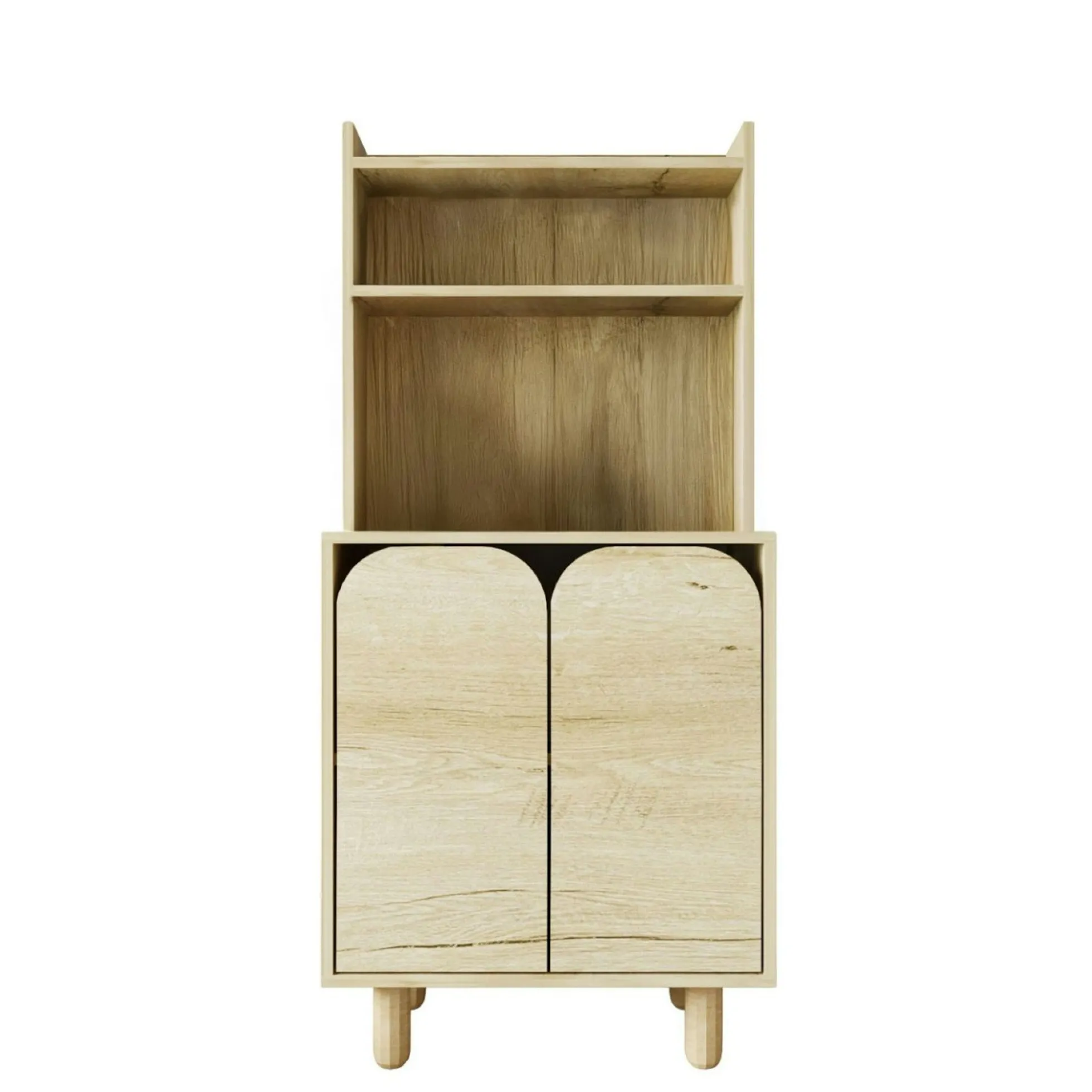 Vaisselier cuisine effet bois 2 portes courbes VAREN