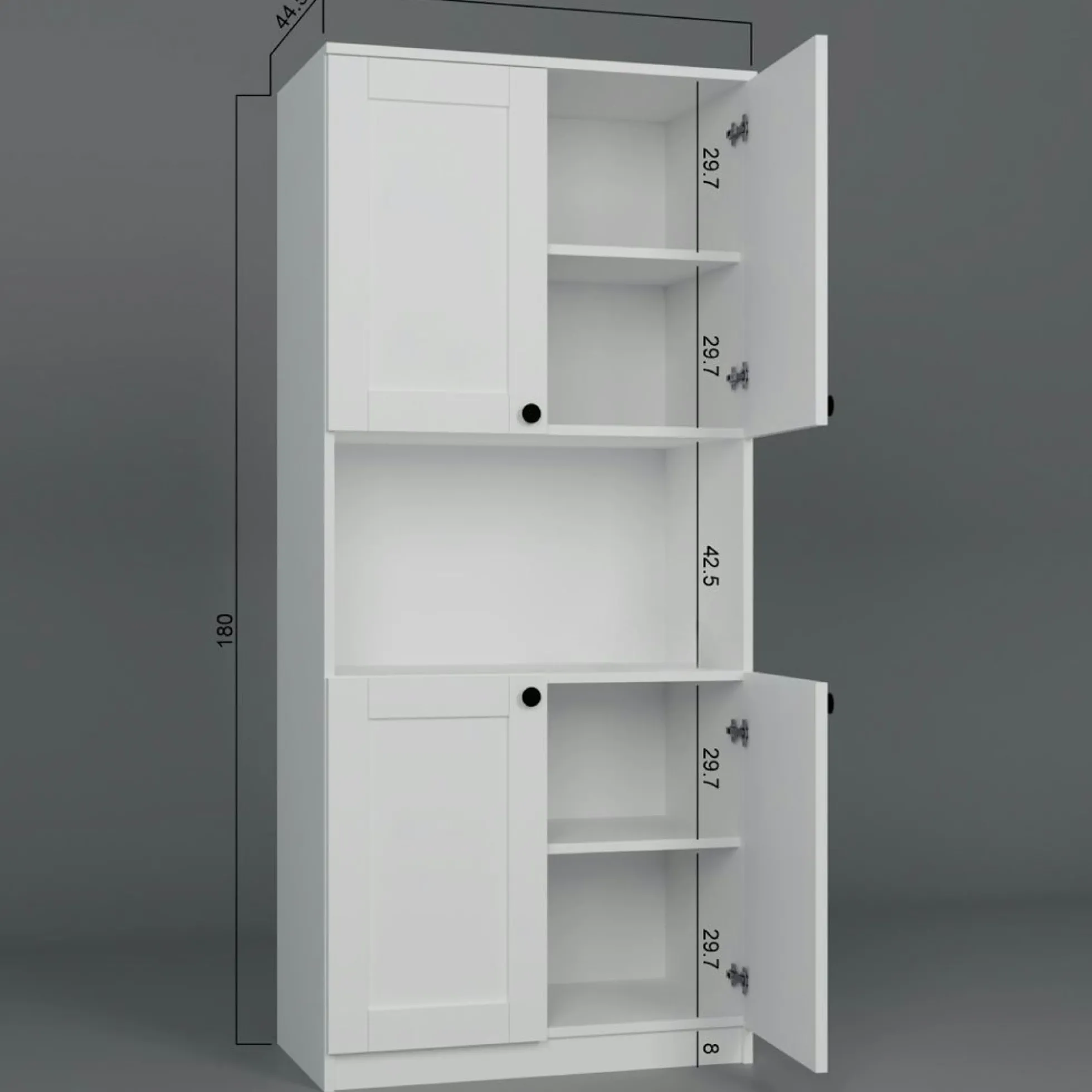 Vaisselier de cuisine blanc 4 portes 1 niche rangement VAREN