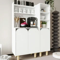 Vaisselier de cuisine blanc 3 portes courbes VAREN