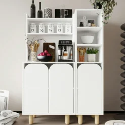 Vaisselier de cuisine blanc 3 portes courbes VAREN