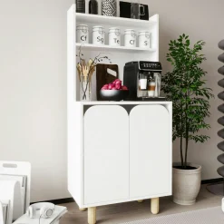 Vaisselier de cuisine blanc 2 portes courbes VAREN