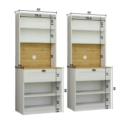 Vaisselier de cuisine à LED 8 portes décor blanc et noir AURA