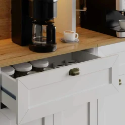 Vaisselier de cuisine à LED 8 portes décor blanc et noir AURA