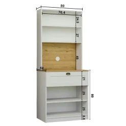 Vaisselier de cuisine à LED 4 portes décor blanc et noir AURA
