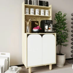 Vaisselier de cuisine 2 portes courbes blanches VAREN