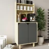 Vaisselier de cuisine 2 portes courbes grises VAREN