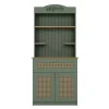 Vaisselier de cuisine vert sauge, cannage & niche café VAREN